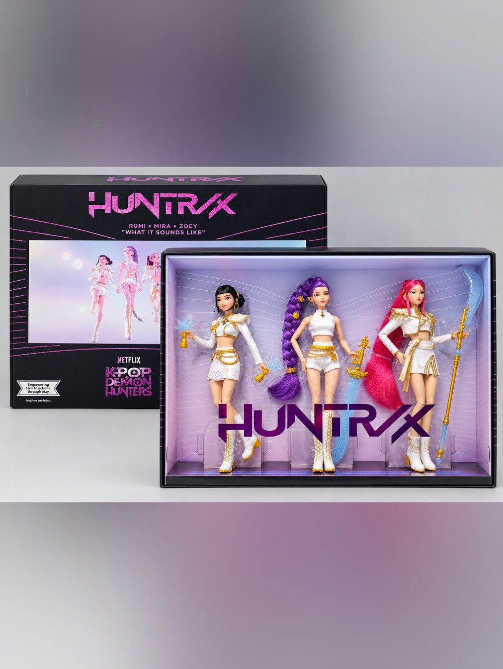 Mattel Creations KPop Demon Hunters HUNTR/X Rumi Mira Zoey 3 Doll Set NIB